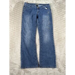Southpole Women's Bedazzled Embroidered Jeans - Tag Sz 11‎ Fits 33x30 Flaws Look